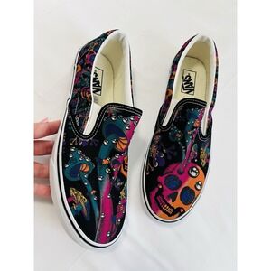 Vans Classic Slip On Trippy Skulls Drip Black‎ Psychedelic Size 11.5 (M) 13 (W)
